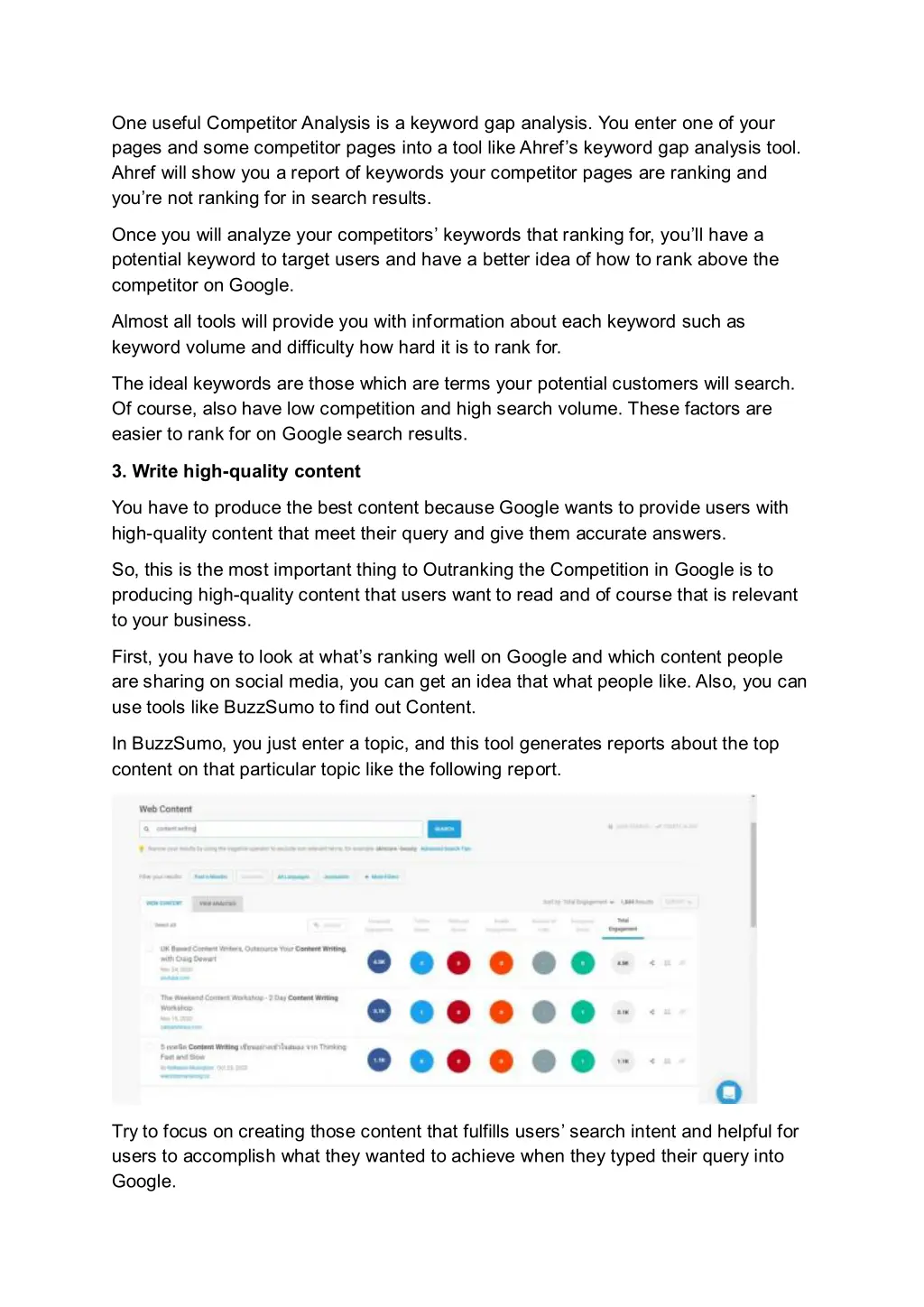 one useful competitor analysis is a keyword
