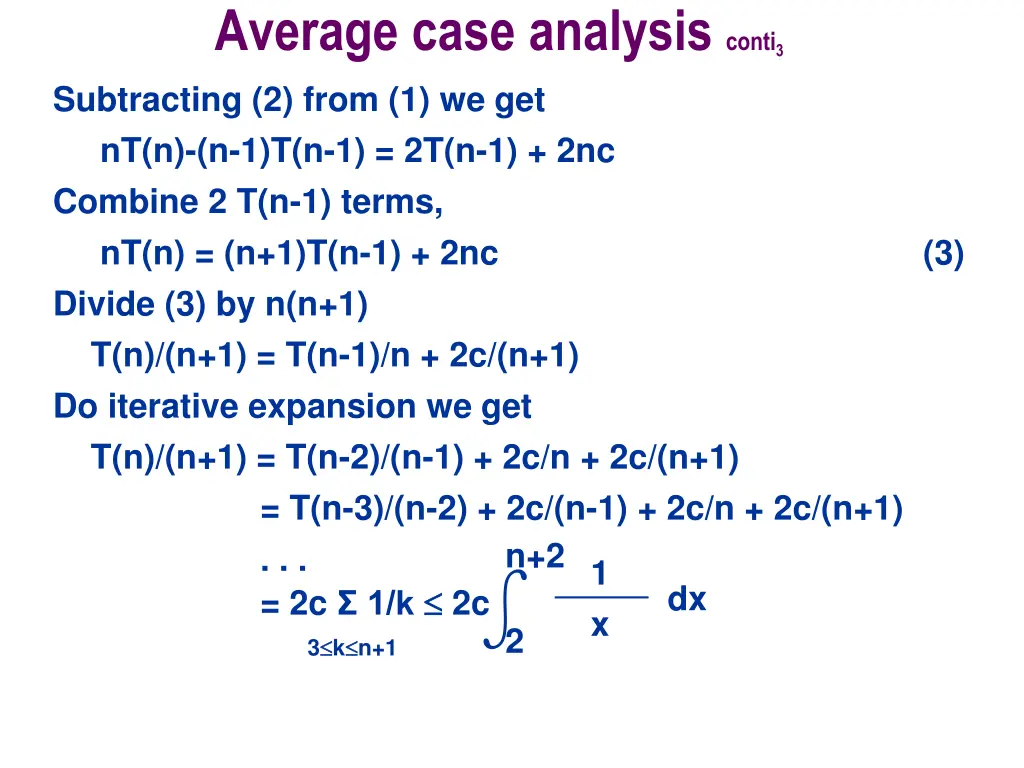 average case analysis conti 3 subtracting 2 from