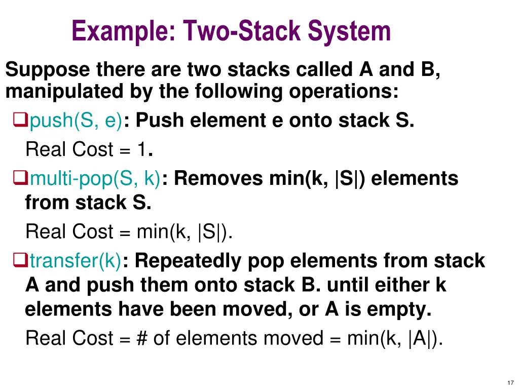 example two stack system