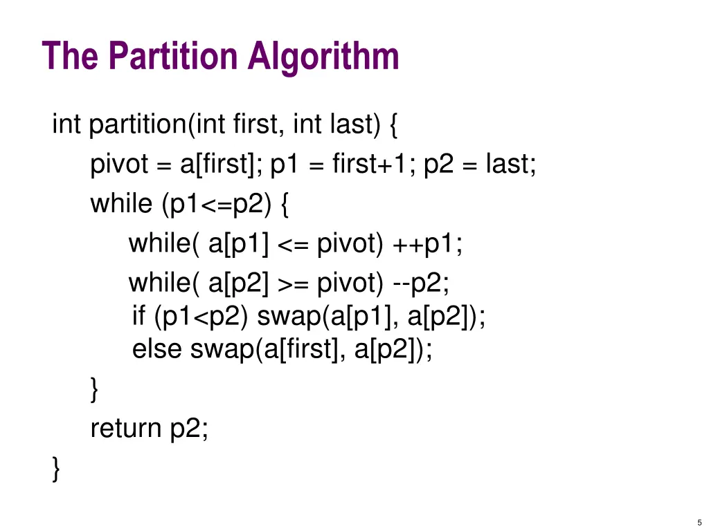 the partition algorithm