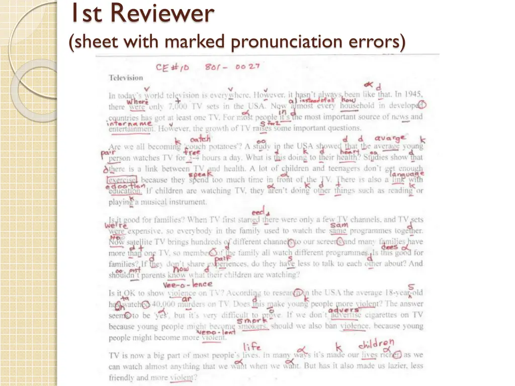 1st reviewer sheet with marked pronunciation