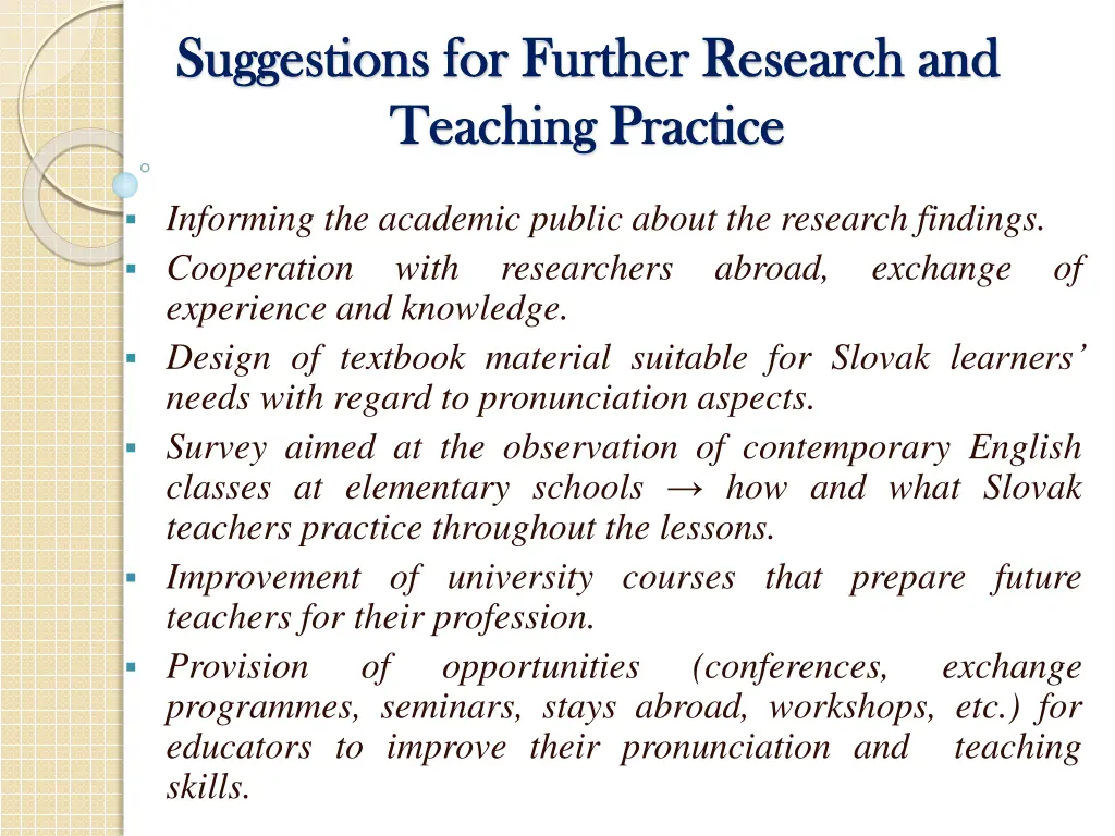 suggestions for suggestions for furt teaching