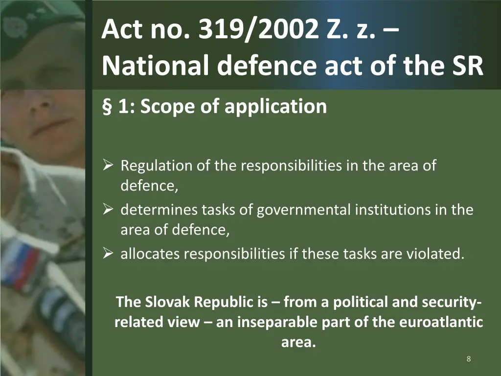 act no 319 2002 z z national defence act of the sr