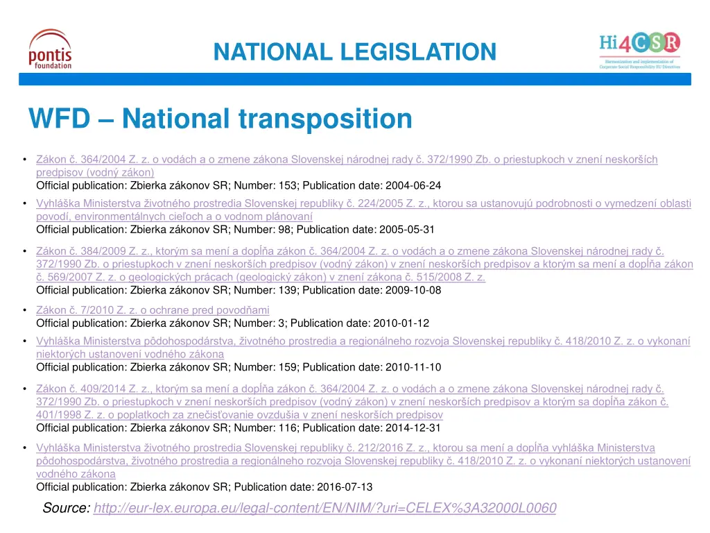 national legislation