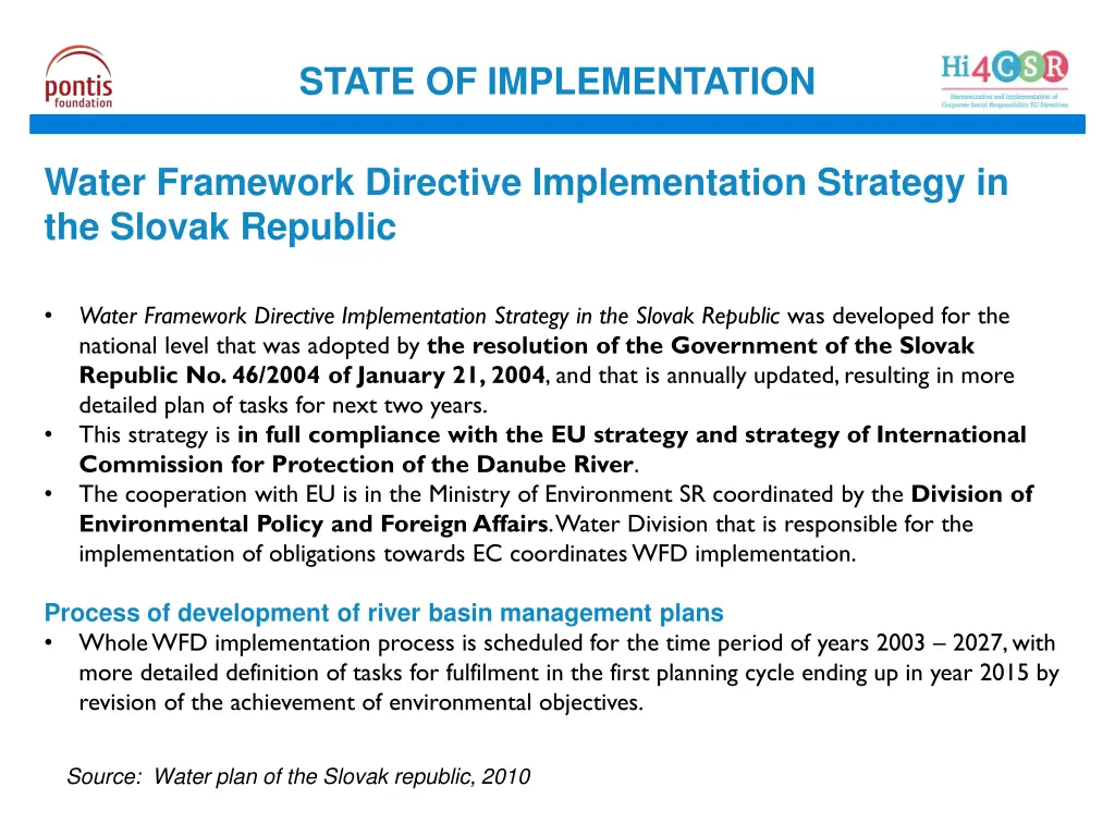 state of implementation 2