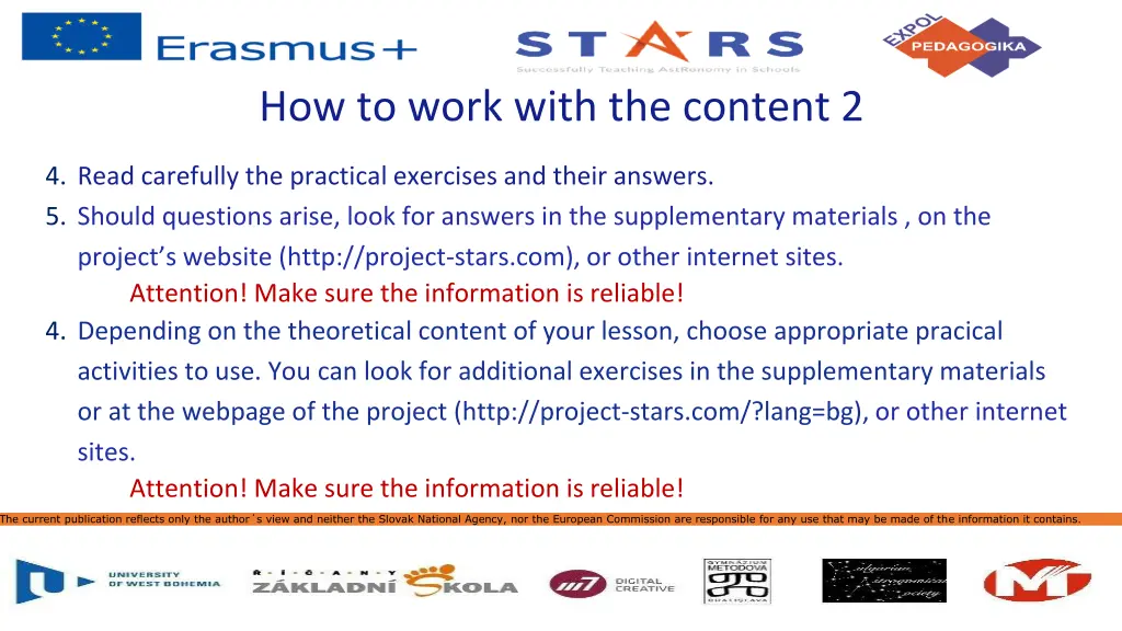 how to work with the content 2