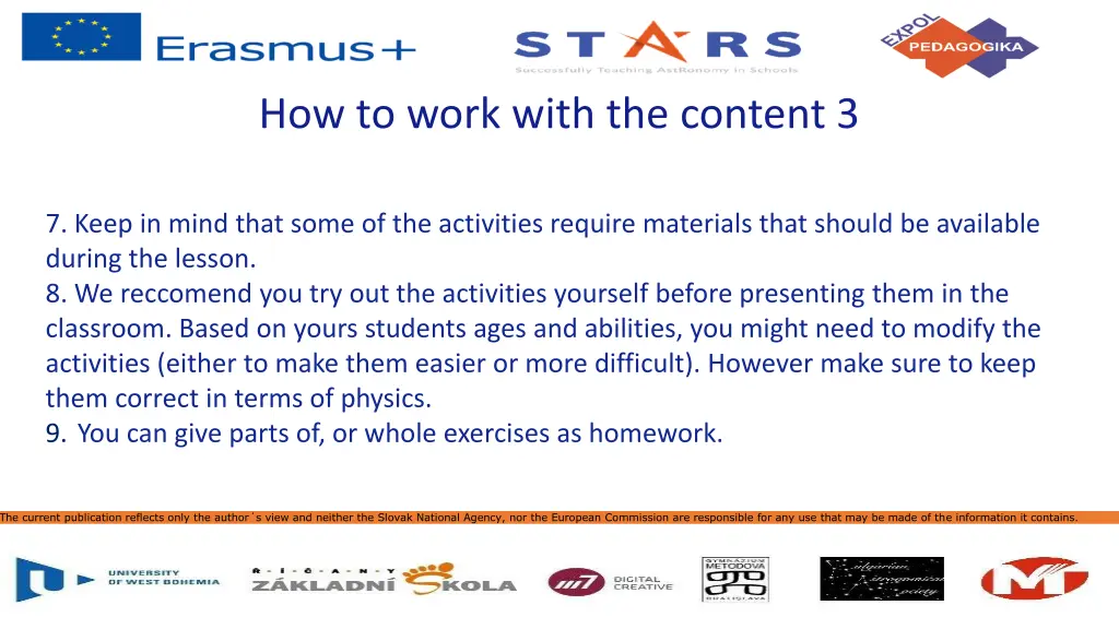 how to work with the content 3