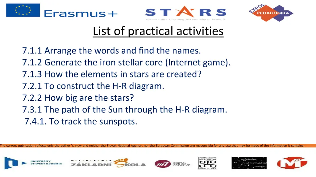 list of practical activities