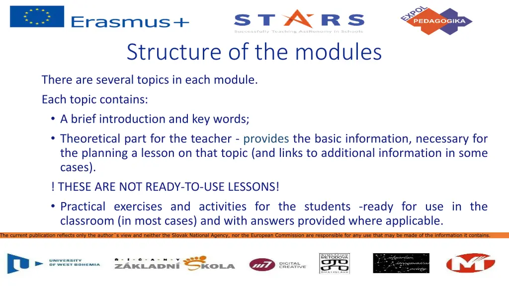 structure of the modules