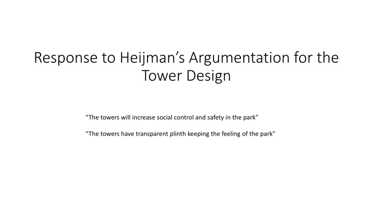 response to heijman s argumentation for the tower