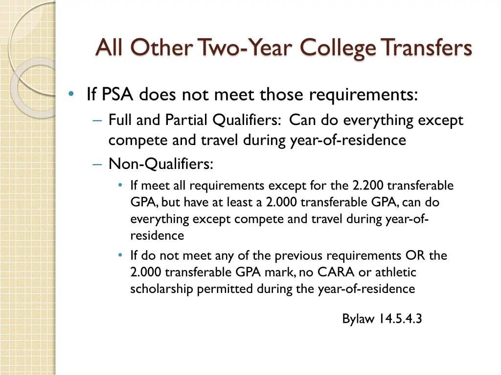 all other two year college transfers 1