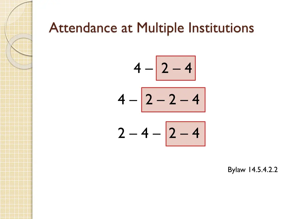 attendance at multiple institutions 2
