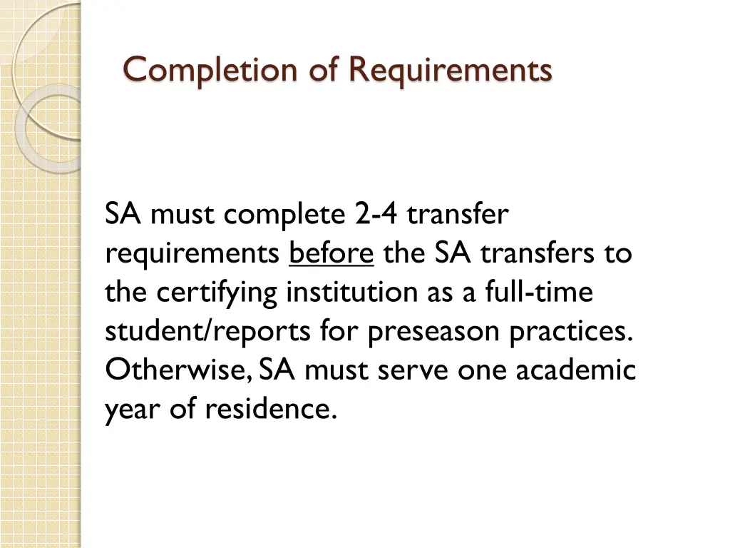 completion of requirements