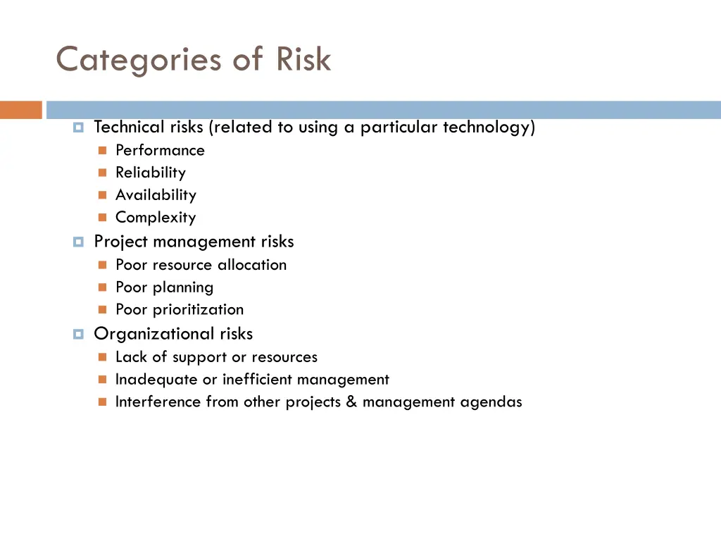 categories of risk