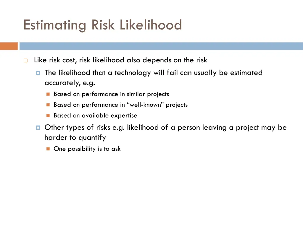estimating risk likelihood