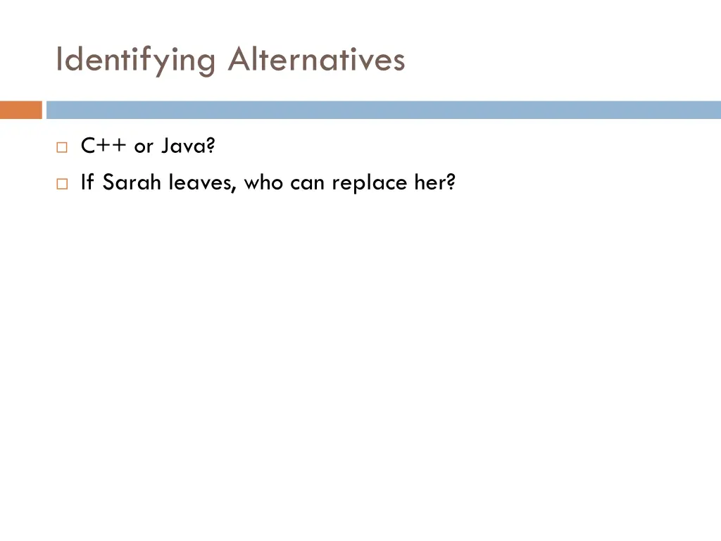 identifying alternatives