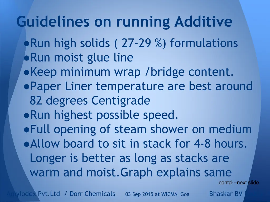 guidelines on running additive 2