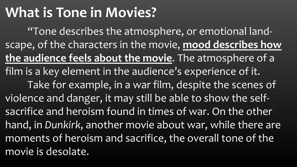 what is tone in movies tone describes