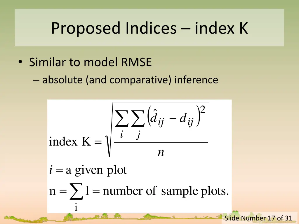 proposed indices index k