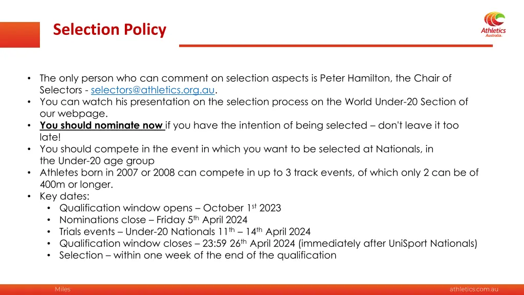 selection policy