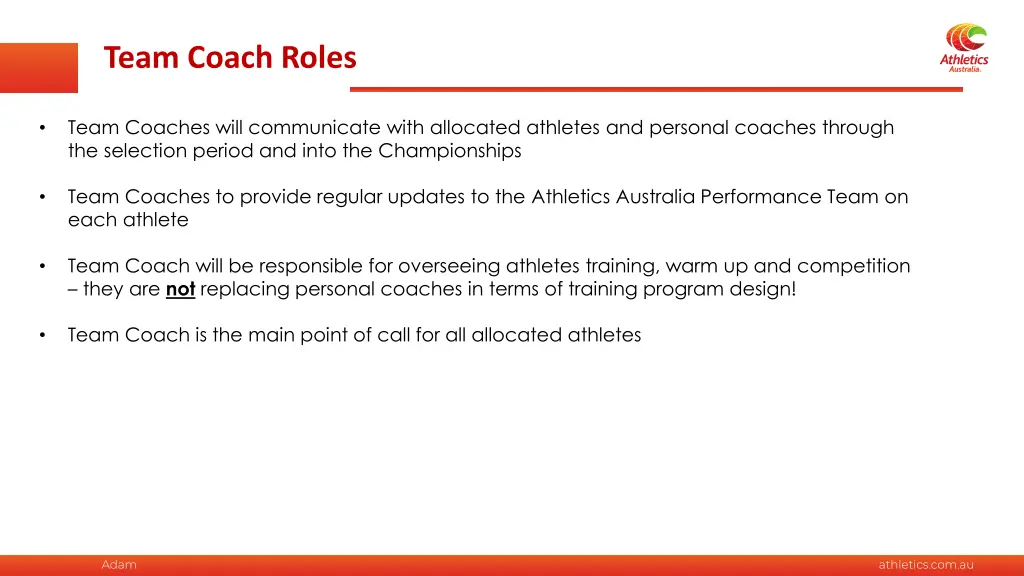 team coach roles