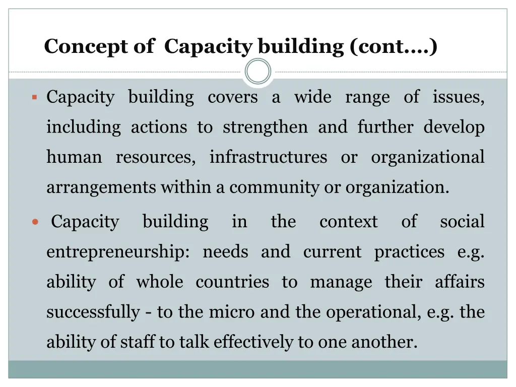 concept of capacity building cont