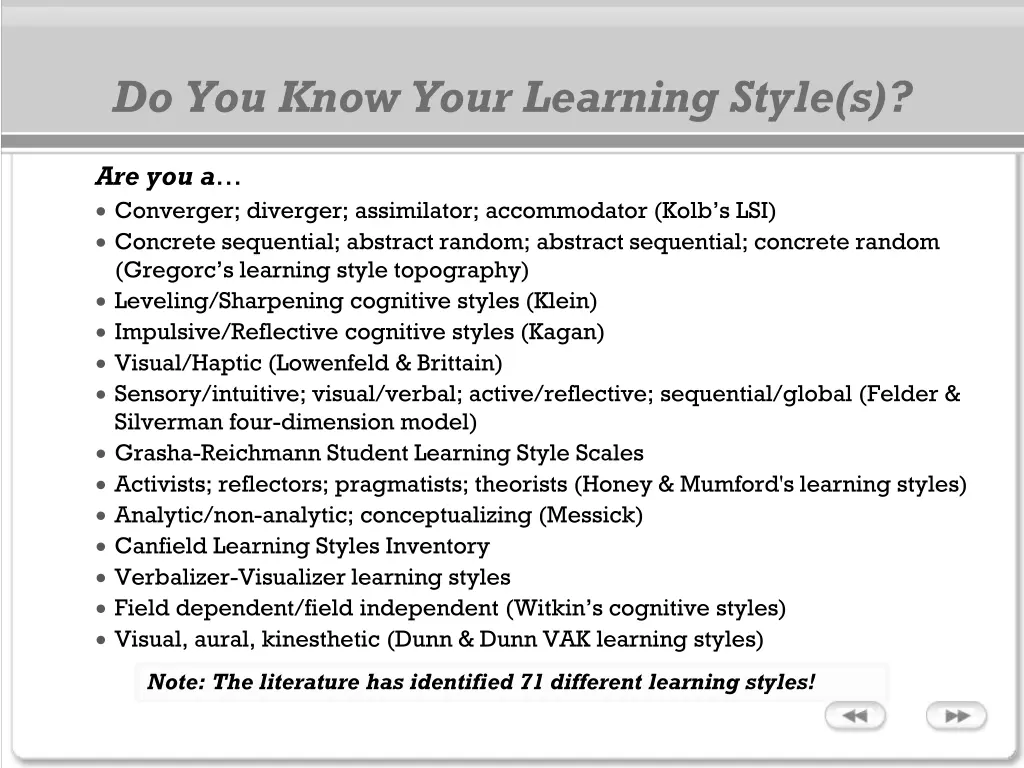 do you know your learning style s
