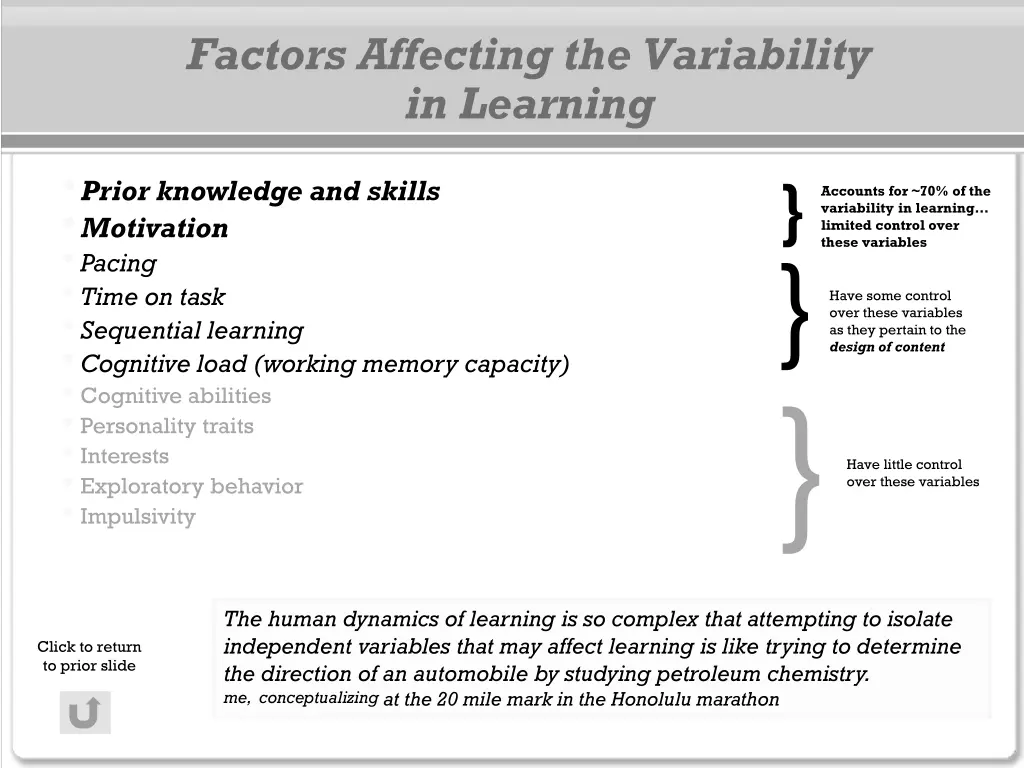 factors affecting the variability in learning