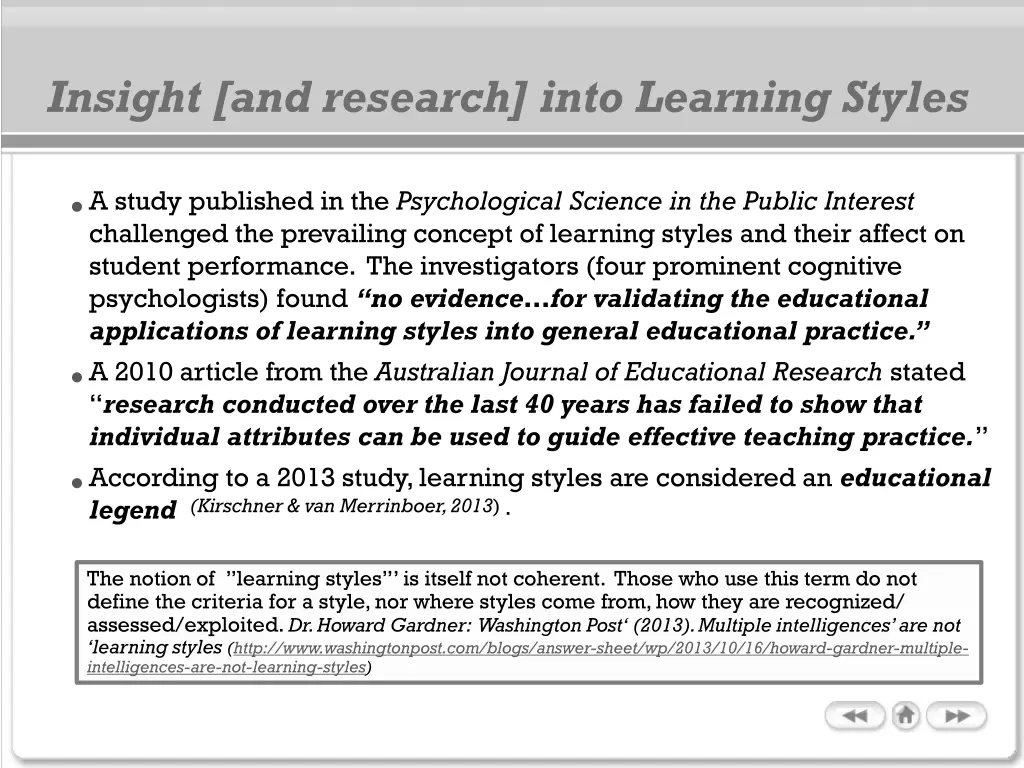insight and research into learning styles