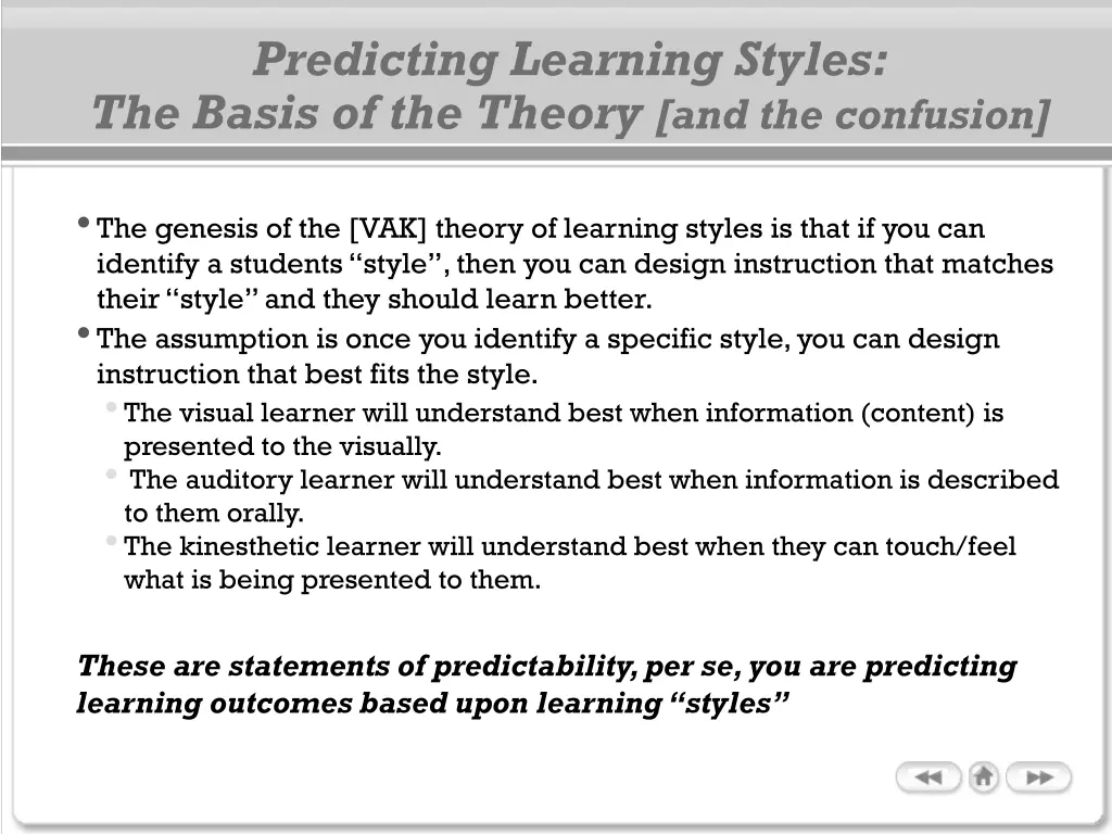 predicting learning styles the basis