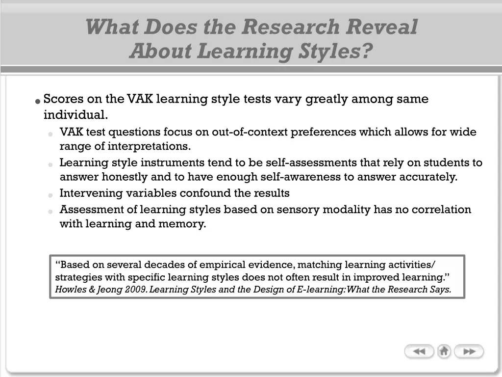 what does the research reveal about learning 3