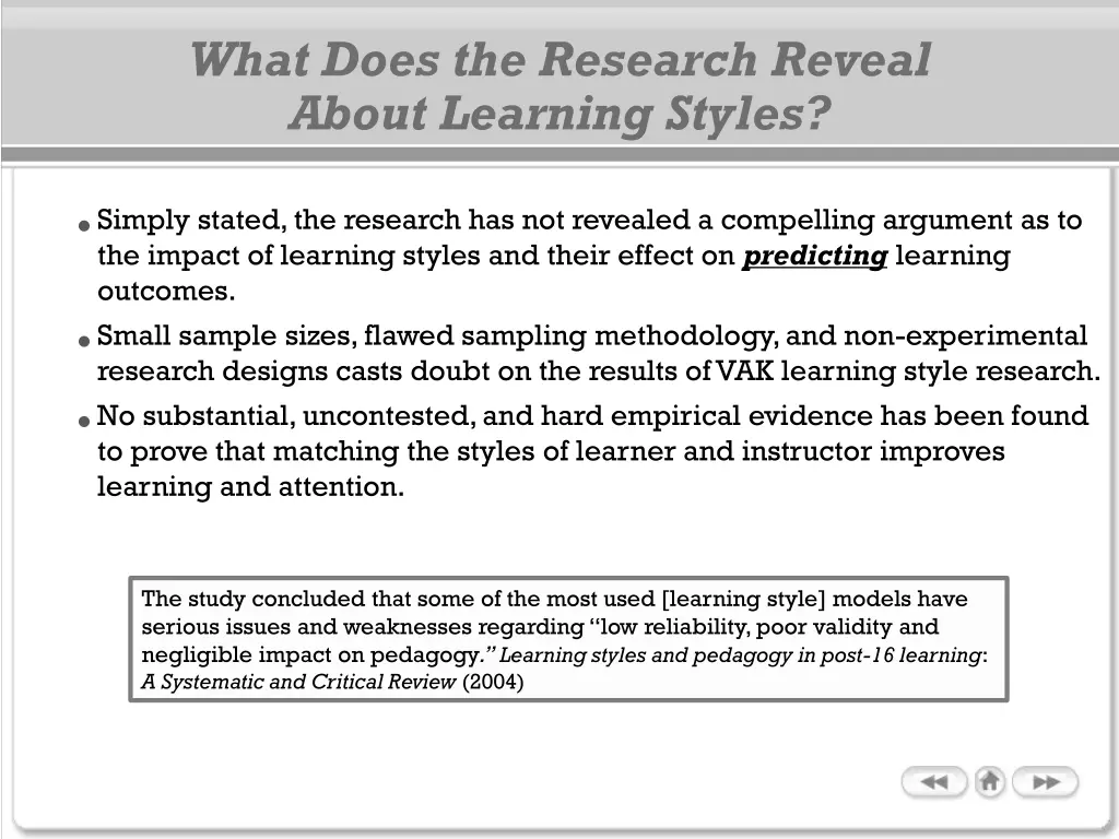 what does the research reveal about learning