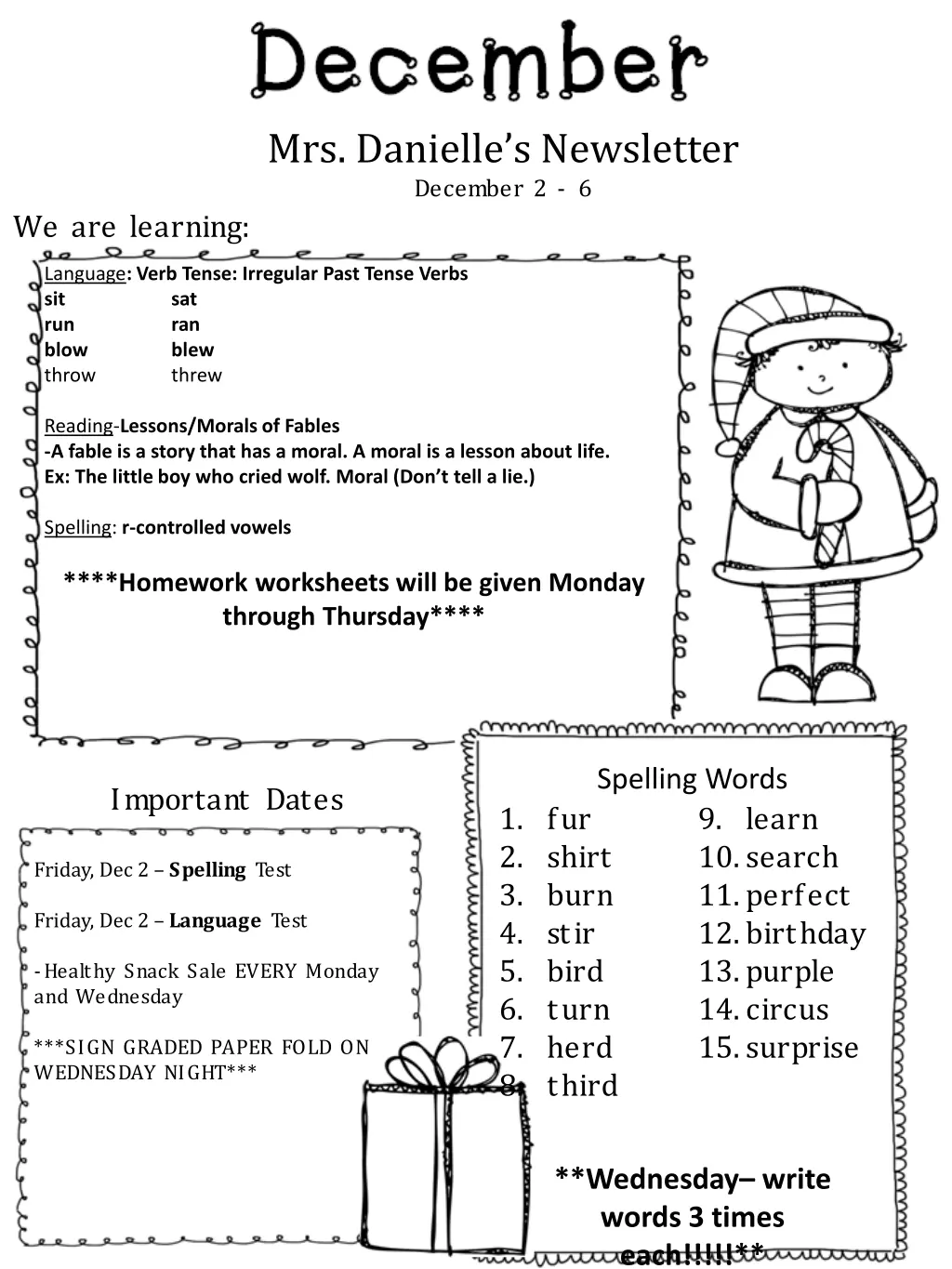 mrs danielle s newsletter december 2 6 1