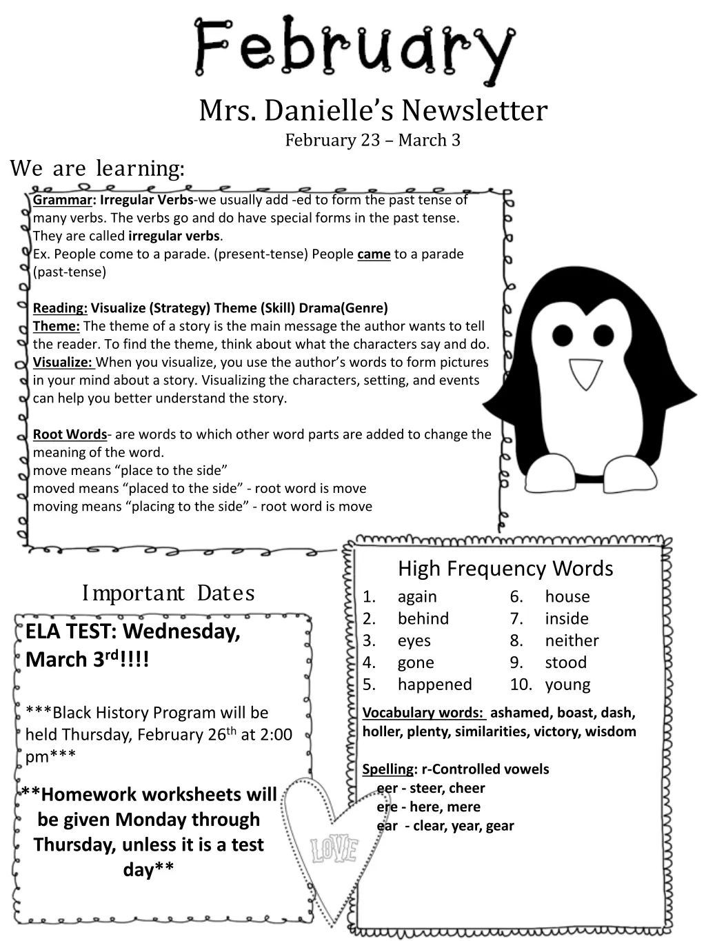 mrs danielle s newsletter february 23 march 3
