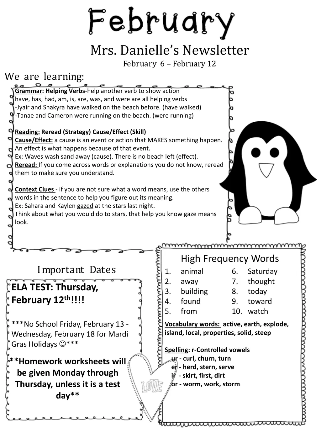 mrs danielle s newsletter february 6 february 12