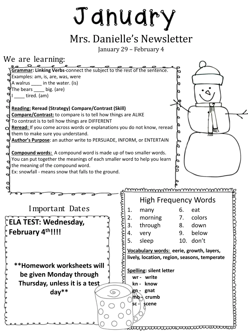 mrs danielle s newsletter january 29 february 4