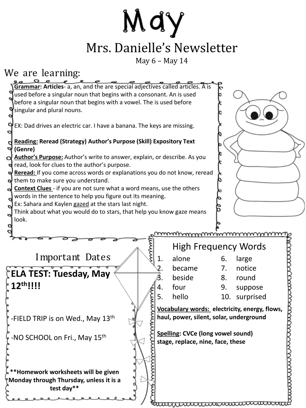 mrs danielle s newsletter may 6 may 14