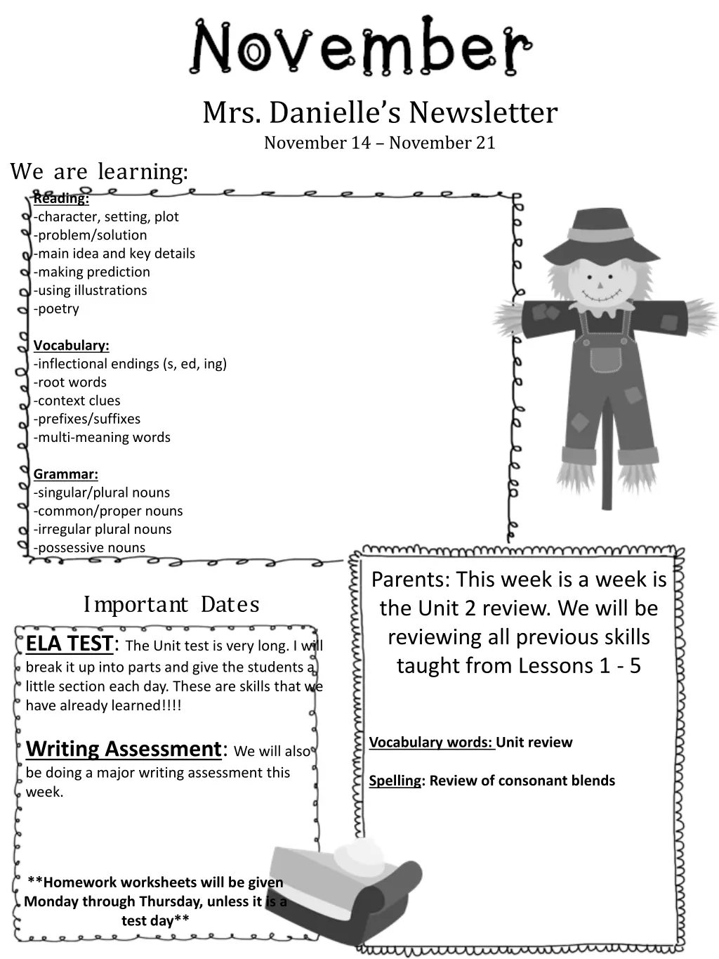 mrs danielle s newsletter november 14 november 21