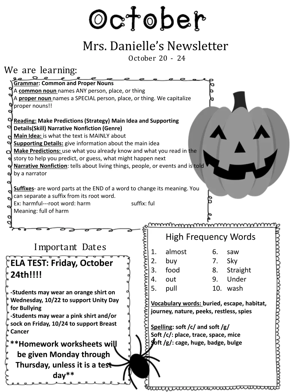 mrs danielle s newsletter october 20 24