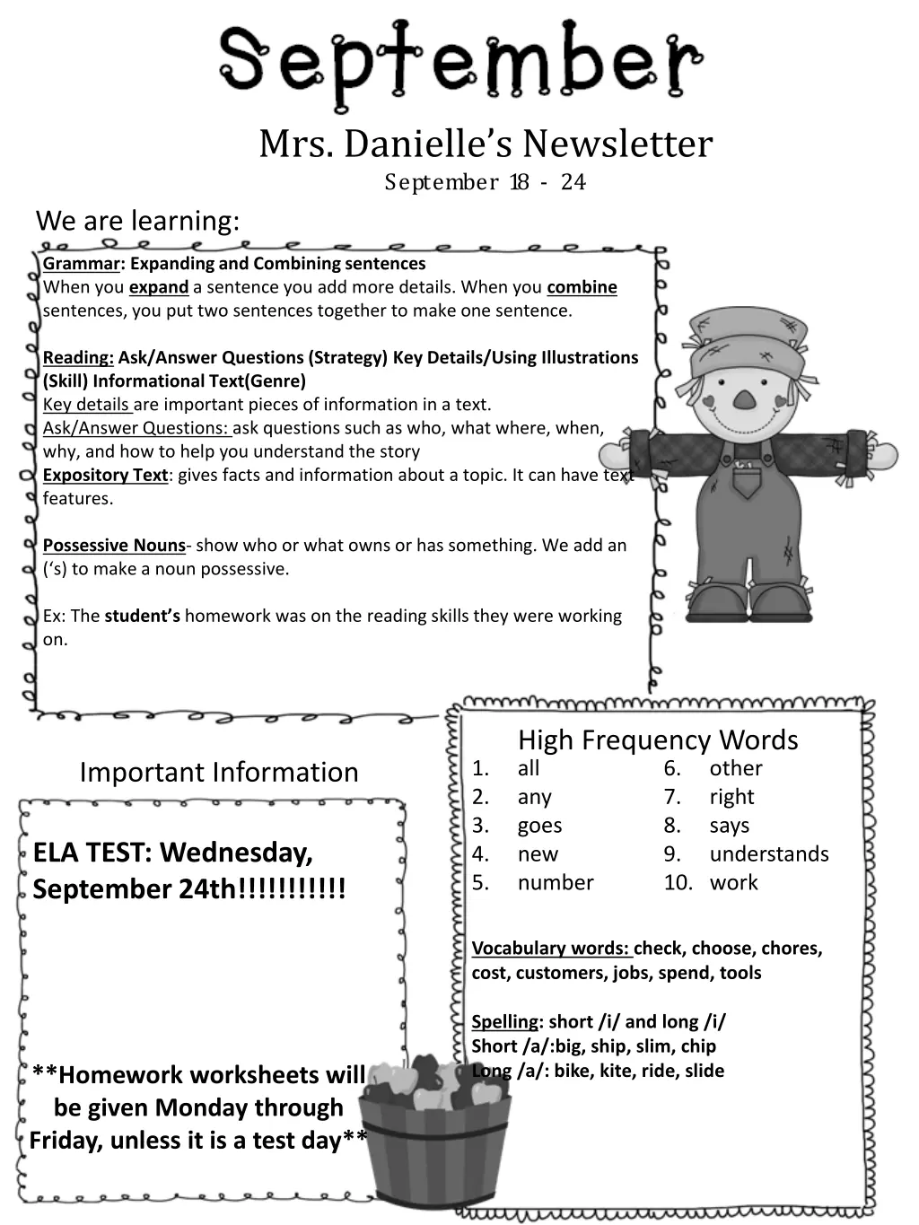 mrs danielle s newsletter september 18 24