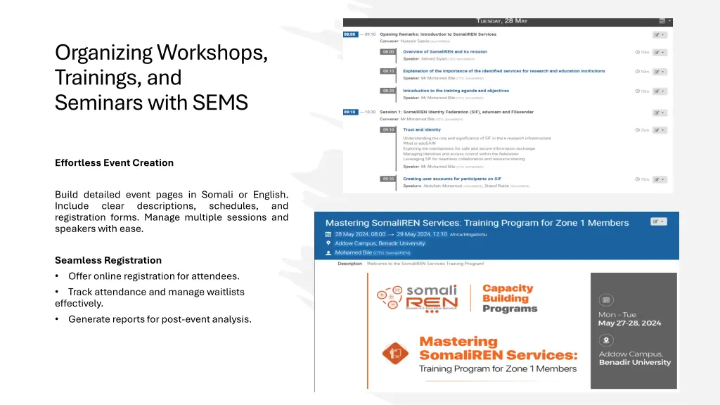 organizing workshops trainings and seminars with