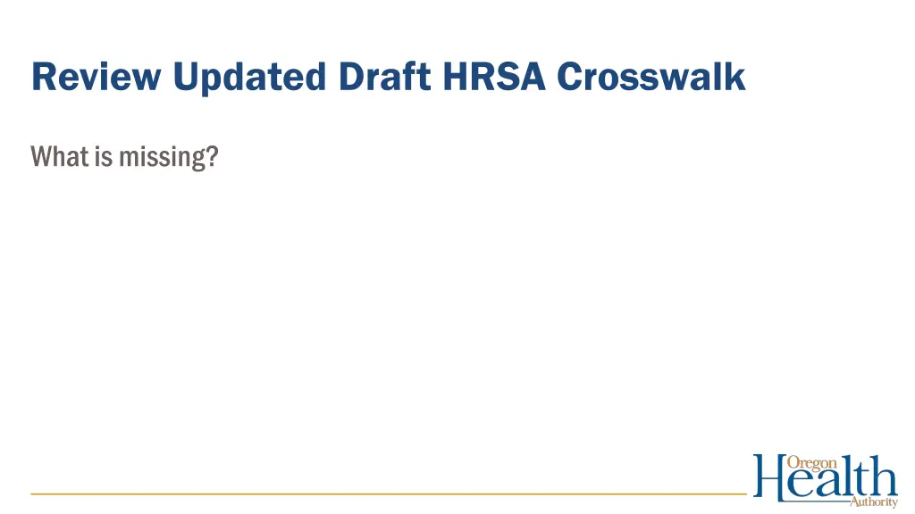 review updated draft hrsa crosswalk