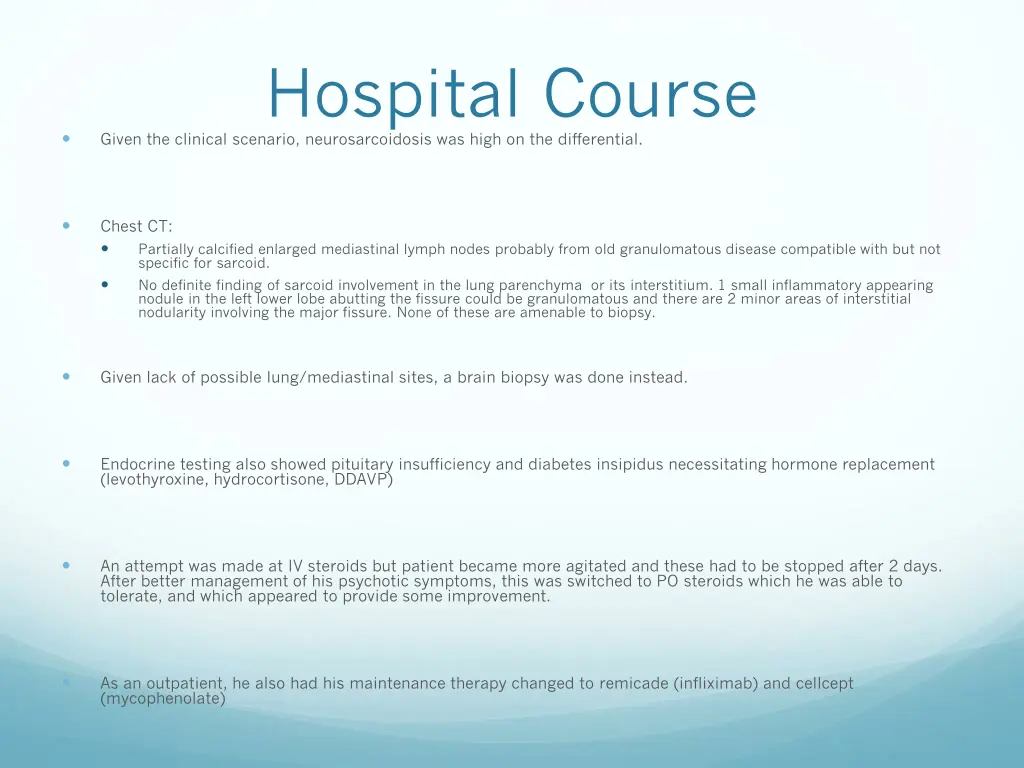hospital course given the clinical scenario