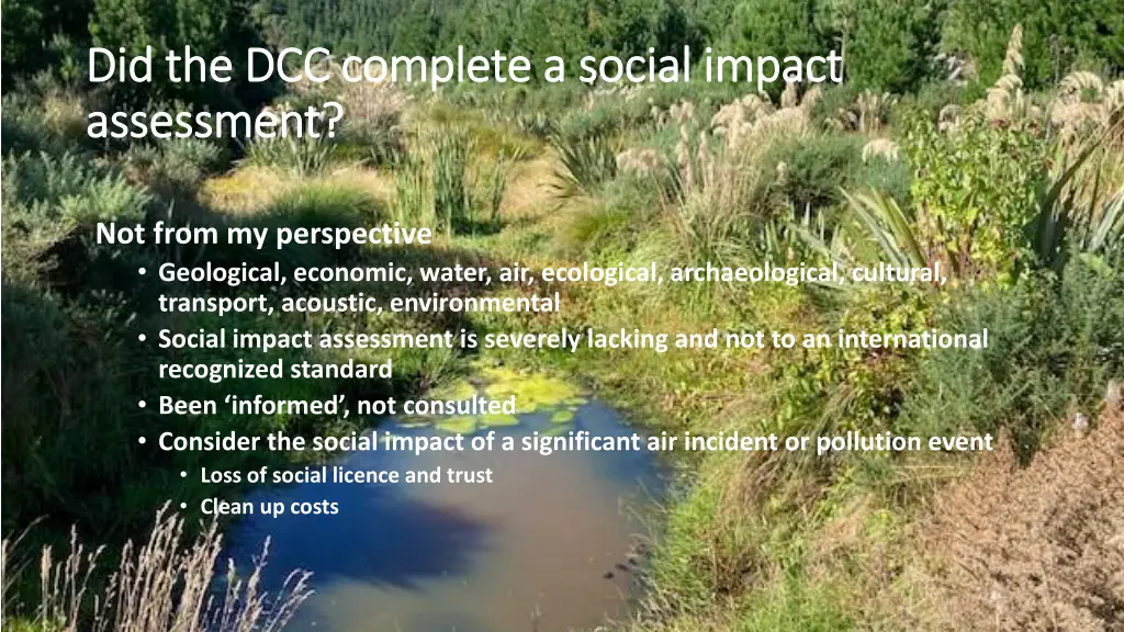did the dcc complete a social impact