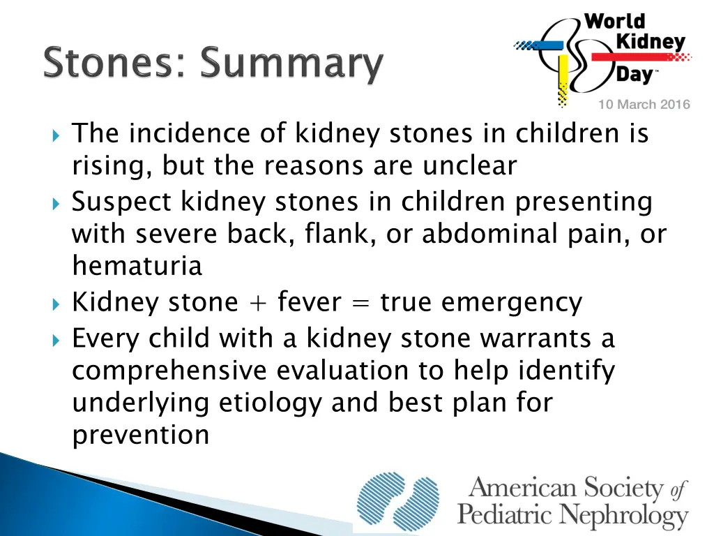 the incidence of kidney stones in children