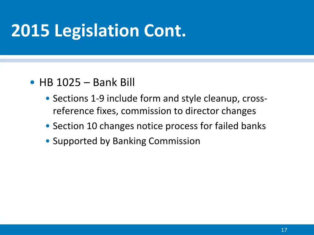 2015 legislation cont