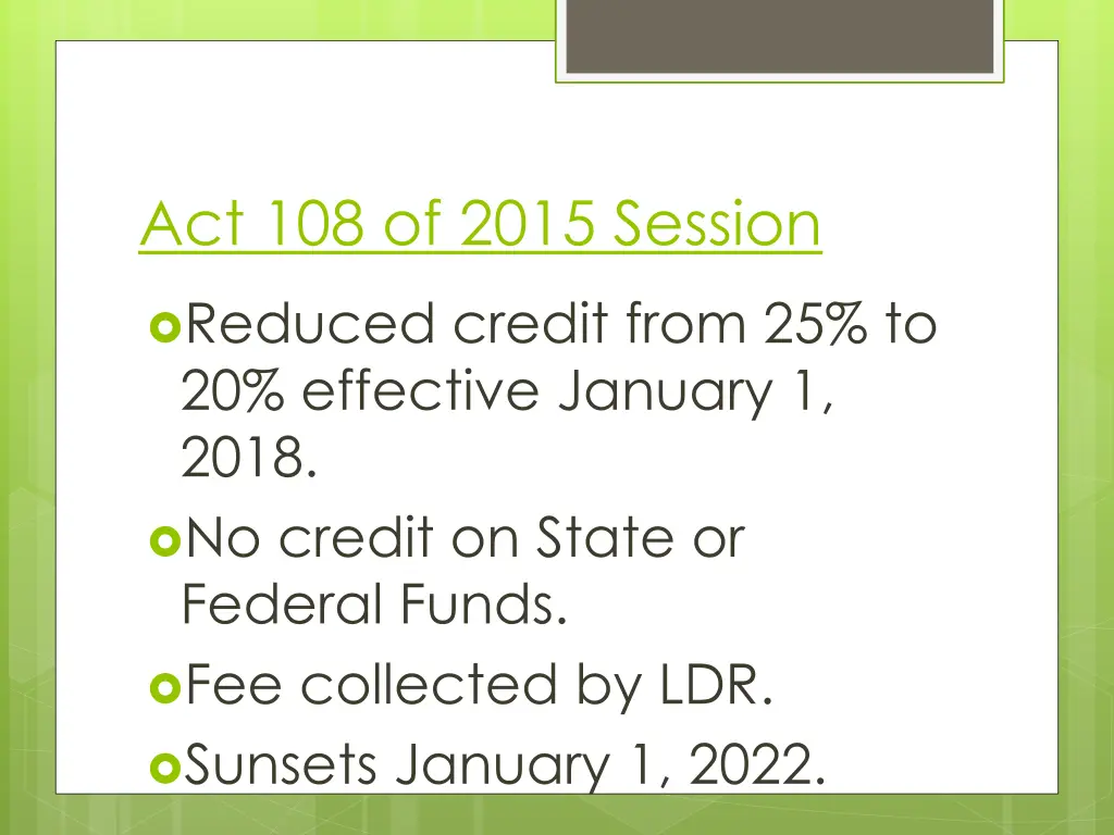 act 108 of 2015 session