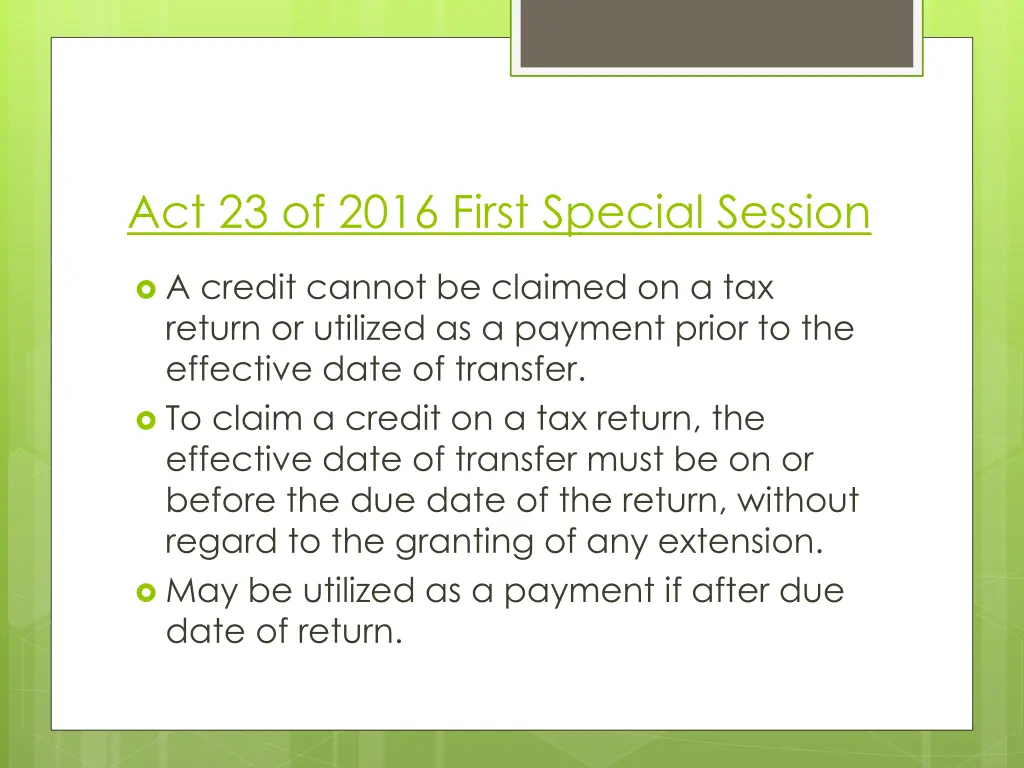 act 23 of 2016 first special session