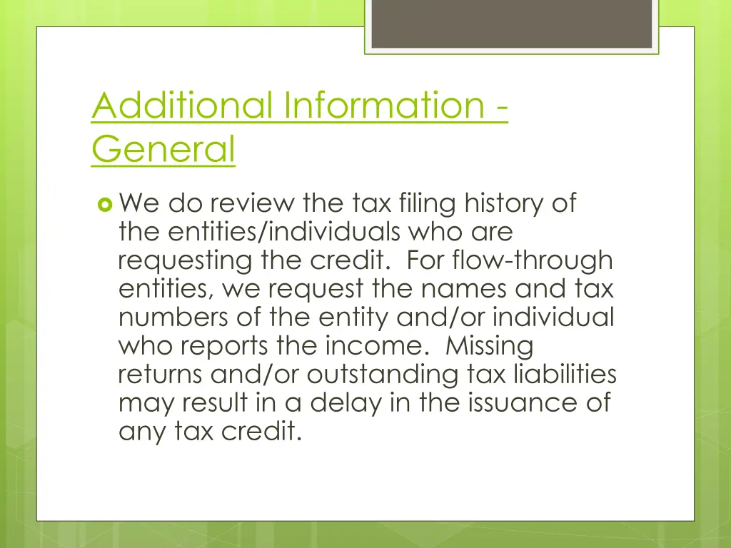 additional information general