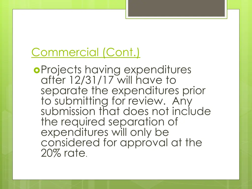 commercial cont projects having expenditures